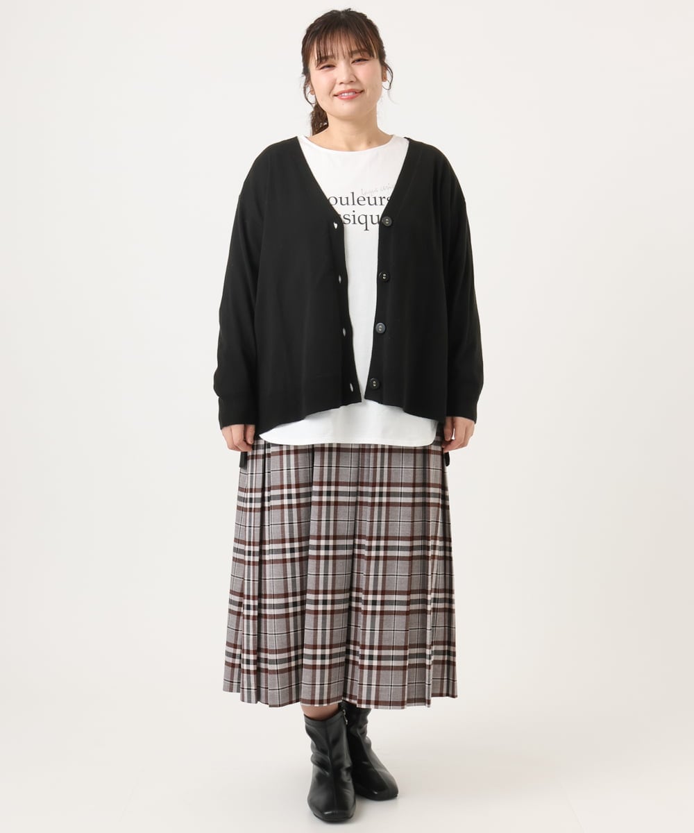 OLHKA02129 eur3(エウルキューブ) 【WEB先行販売】【大きいサイズ】ワイドプリーツスカート グレー(92)