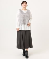 OLHKA03119 eur3(エウルキューブ) 【WEB先行販売】【大きいサイズ】サテンマーメイドスカート ダークグレー(93)
