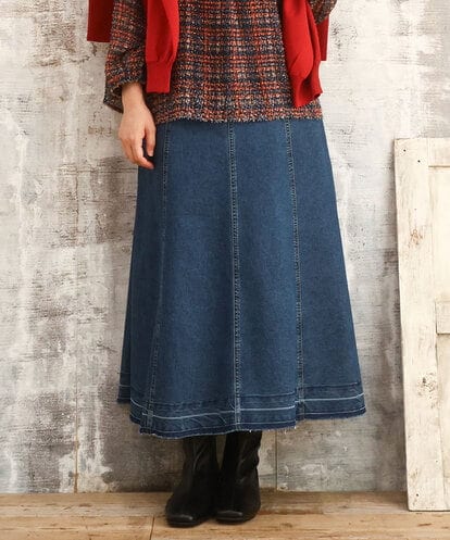 OLHKA04109 eur3 【WEB先行販売】【大きいサイズ】ストレッチデニムロングスカート