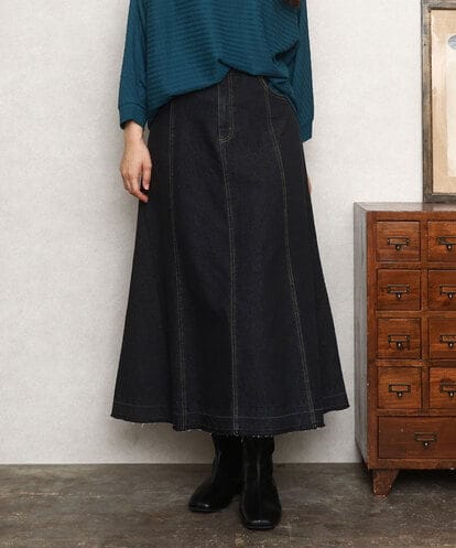 OLHKA04109 eur3 【WEB先行販売】【大きいサイズ】ストレッチデニムロングスカート