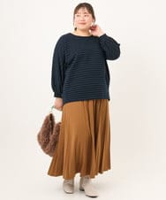 OLHKD01099 eur3(エウルキューブ) 【大きいサイズ】ジョーゼットプリーツスカート キャメル