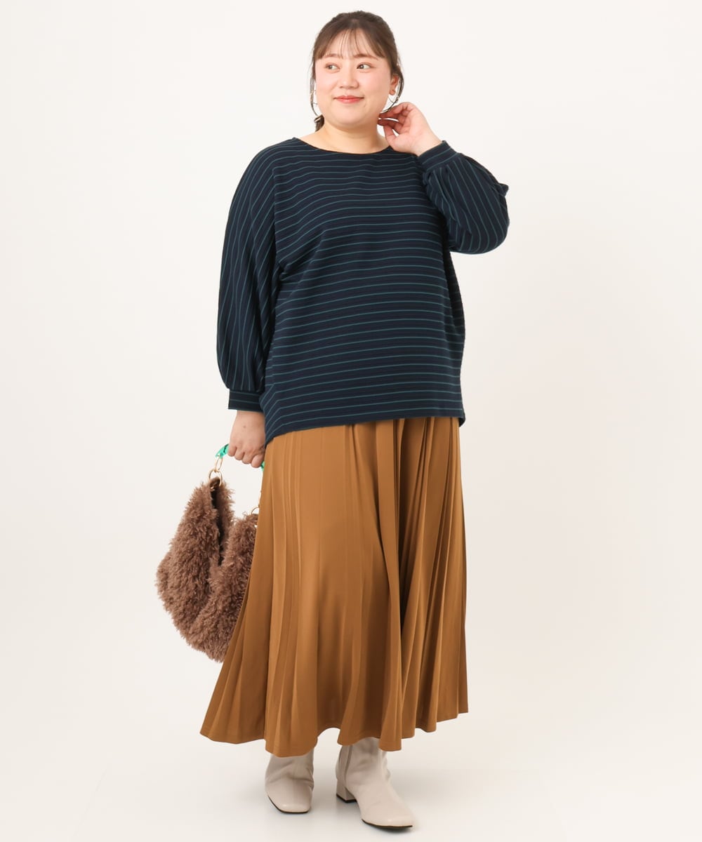 OLHKD01099 eur3(エウルキューブ) 【大きいサイズ】ジョーゼットプリーツスカート キャメル