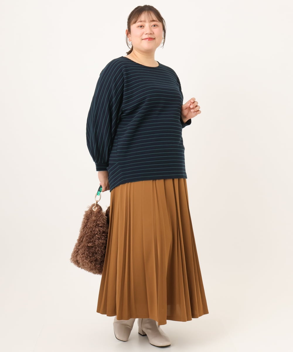 OLHKD01099 eur3(エウルキューブ) 【大きいサイズ】ジョーゼットプリーツスカート キャメル