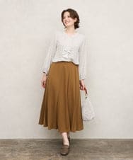OLHKD01099 eur3(エウルキューブ) 【大きいサイズ】ジョーゼットプリーツスカート キャメル