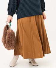 OLHKD01099 eur3(エウルキューブ) 【大きいサイズ】ジョーゼットプリーツスカート キャメル