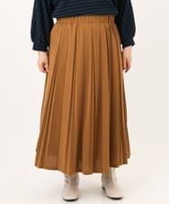OLHKD01099 eur3(エウルキューブ) 【大きいサイズ】ジョーゼットプリーツスカート キャメル