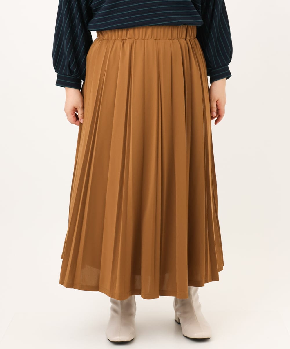 OLHKD01099 eur3(エウルキューブ) 【大きいサイズ】ジョーゼットプリーツスカート キャメル