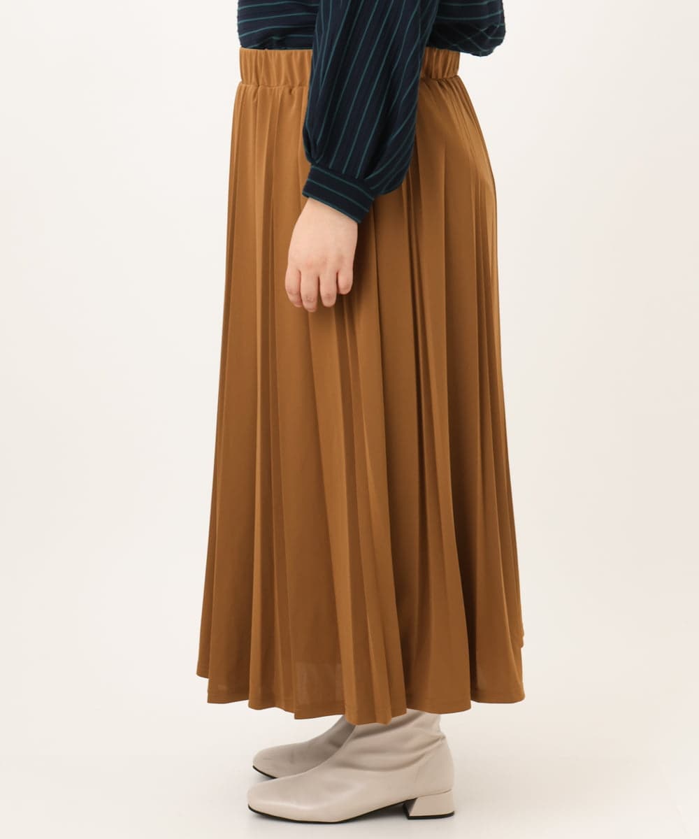 OLHKD01099 eur3(エウルキューブ) 【大きいサイズ】ジョーゼットプリーツスカート キャメル