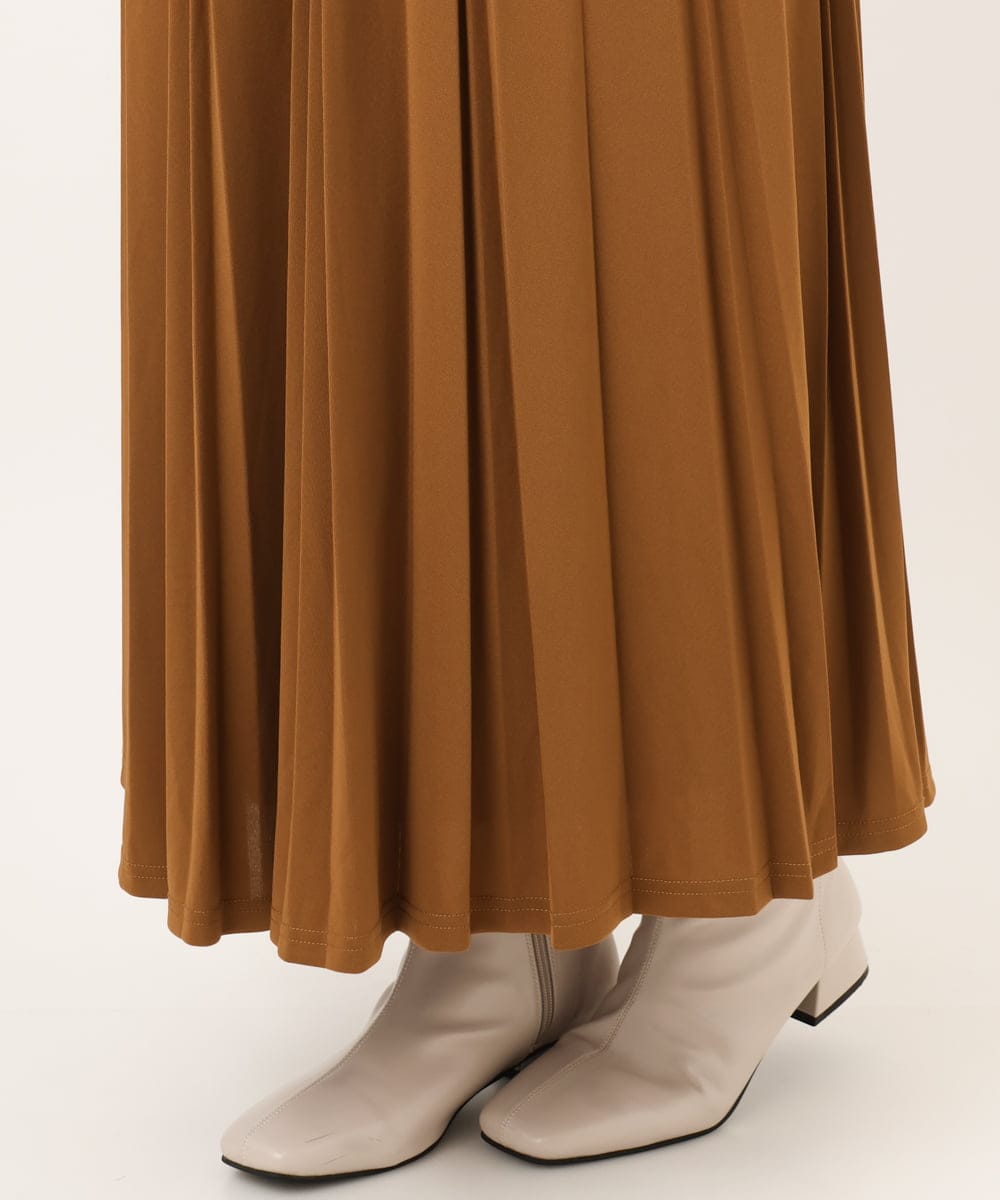 OLHKD01099 eur3(エウルキューブ) 【大きいサイズ】ジョーゼットプリーツスカート キャメル