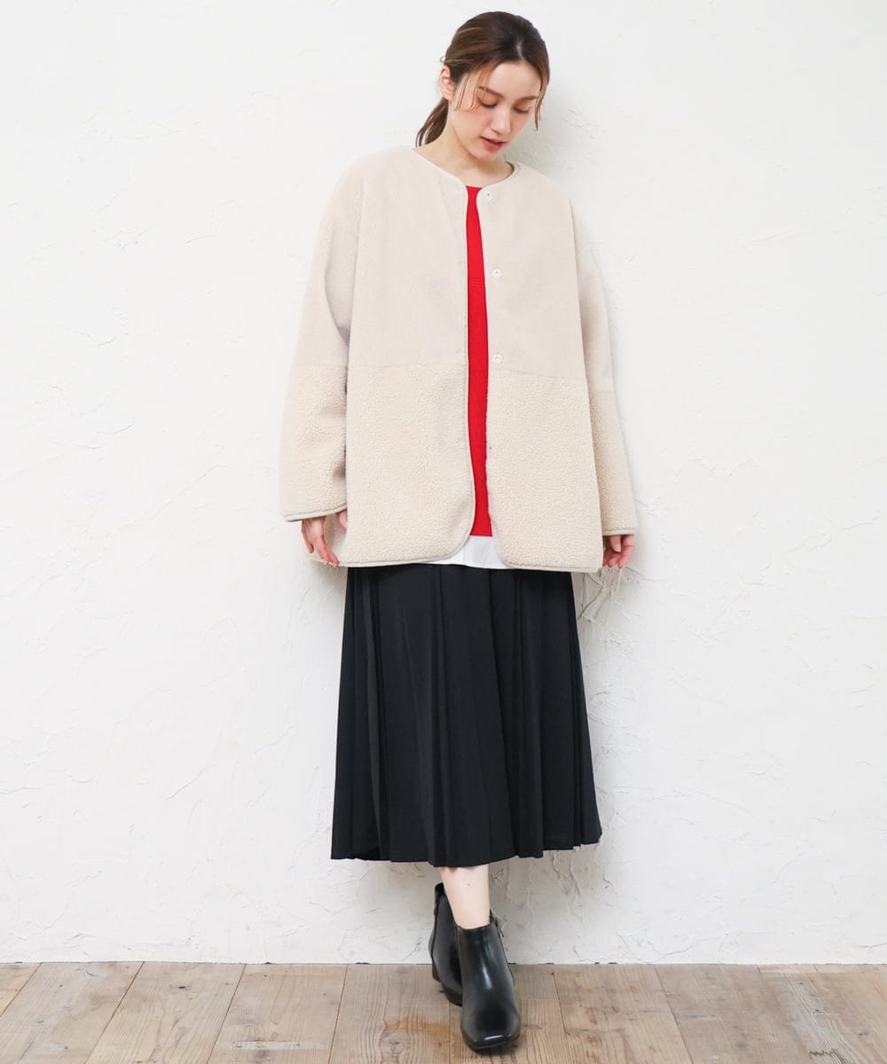 OLHKD01099 eur3(エウルキューブ) 【大きいサイズ】ジョーゼットプリーツスカート ブラック