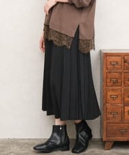 OLHKD01099 eur3(エウルキューブ) 【大きいサイズ】ジョーゼットプリーツスカート ブラック