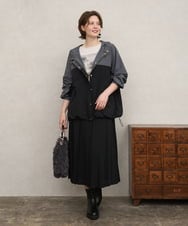 OLHKD01099 eur3(エウルキューブ) 【大きいサイズ】ジョーゼットプリーツスカート ブラック