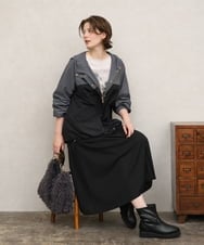 OLHKD01099 eur3(エウルキューブ) 【大きいサイズ】ジョーゼットプリーツスカート ブラック