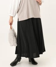OLHKD01099 eur3(エウルキューブ) 【大きいサイズ】ジョーゼットプリーツスカート ブラック