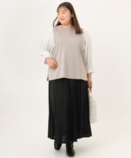 OLHKD01099 eur3(エウルキューブ) 【大きいサイズ】ジョーゼットプリーツスカート ブラック