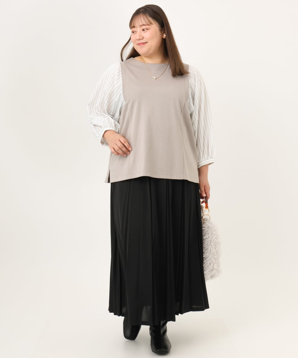 OLHKD01099 eur3(エウルキューブ) 【大きいサイズ】ジョーゼットプリーツスカート ブラック