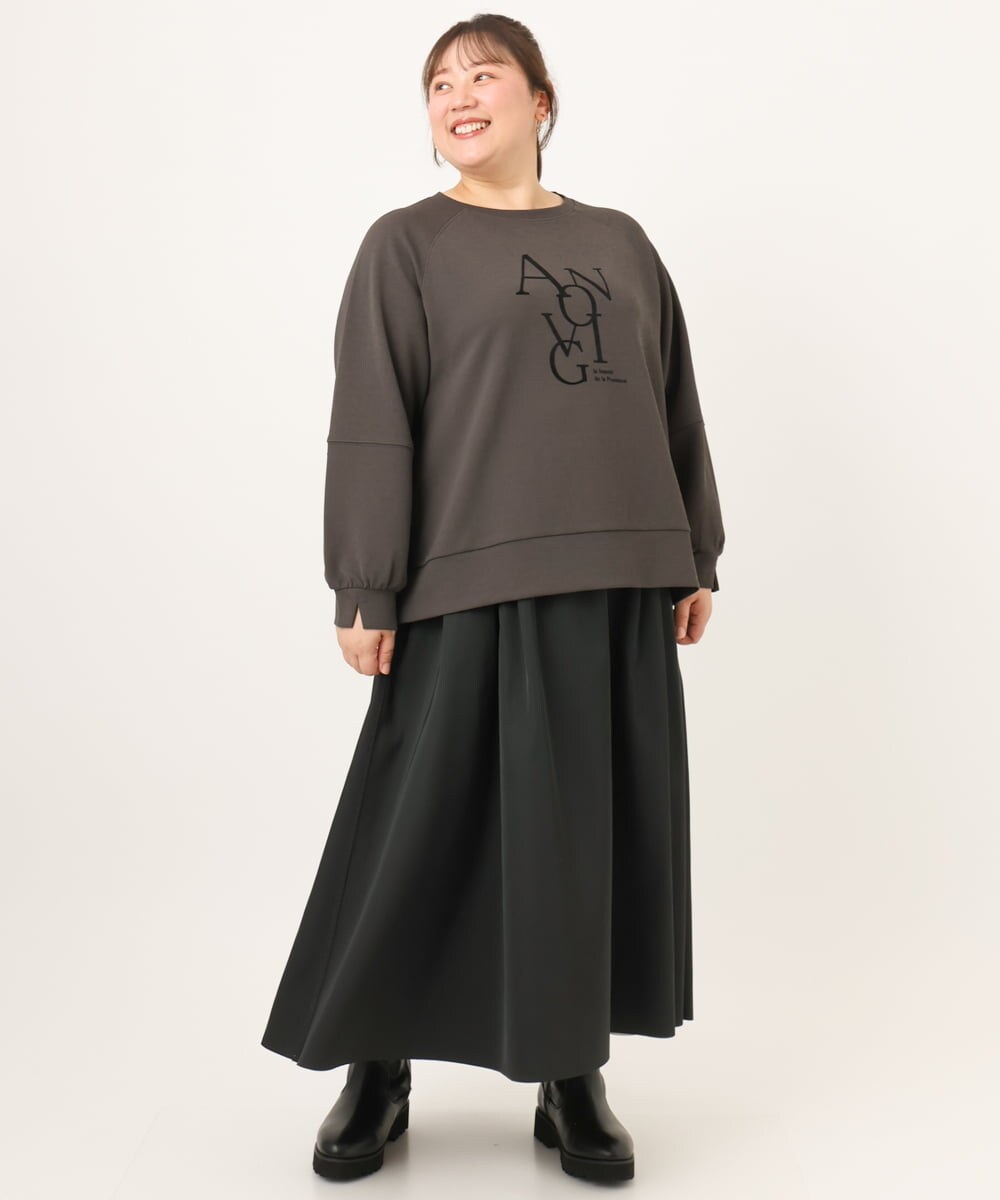 OLHKD09129 eur3(エウルキューブ) 【WEB先行販売】【大きいサイズ】ドットプリントリバーシブルスカート ベージュ