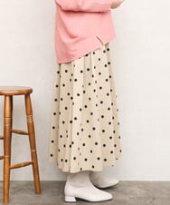OLHKD09129 eur3(エウルキューブ) 【WEB先行販売】【大きいサイズ】ドットプリントリバーシブルスカート ベージュ
