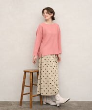 OLHKD09129 eur3(エウルキューブ) 【WEB先行販売】【大きいサイズ】ドットプリントリバーシブルスカート ベージュ