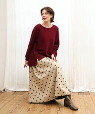 OLHKD09129 eur3(エウルキューブ) 【WEB先行販売】【大きいサイズ】ドットプリントリバーシブルスカート ベージュ