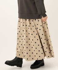 OLHKD09129 eur3(エウルキューブ) 【WEB先行販売】【大きいサイズ】ドットプリントリバーシブルスカート ベージュ