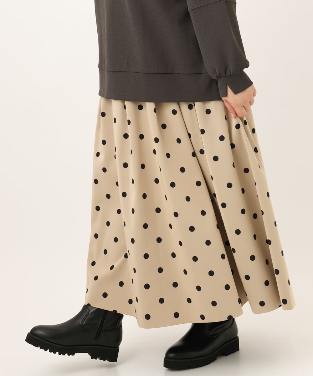 OLHKD09129 eur3(エウルキューブ) 【WEB先行販売】【大きいサイズ】ドットプリントリバーシブルスカート ベージュ