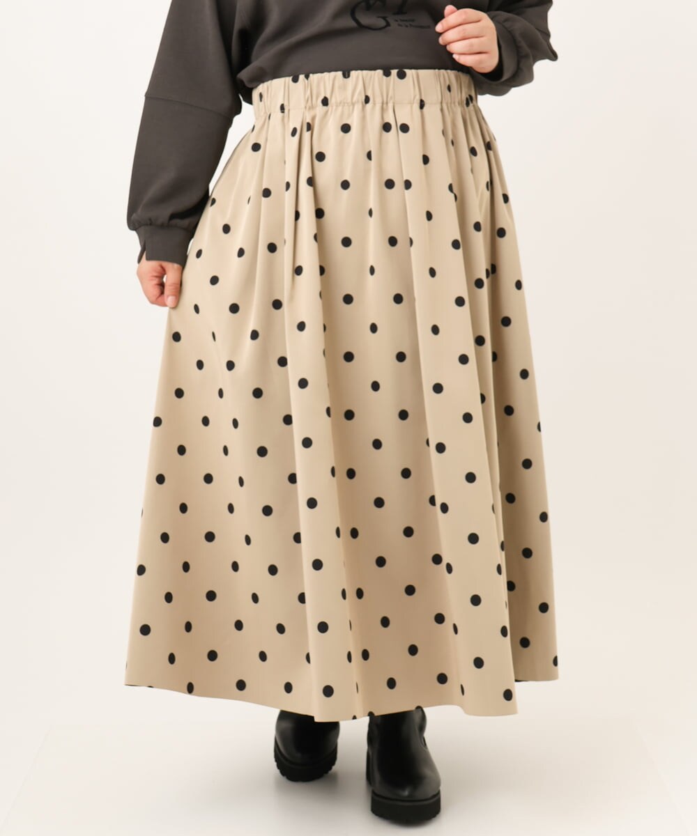 OLHKD09129 eur3(エウルキューブ) 【WEB先行販売】【大きいサイズ】ドットプリントリバーシブルスカート ベージュ