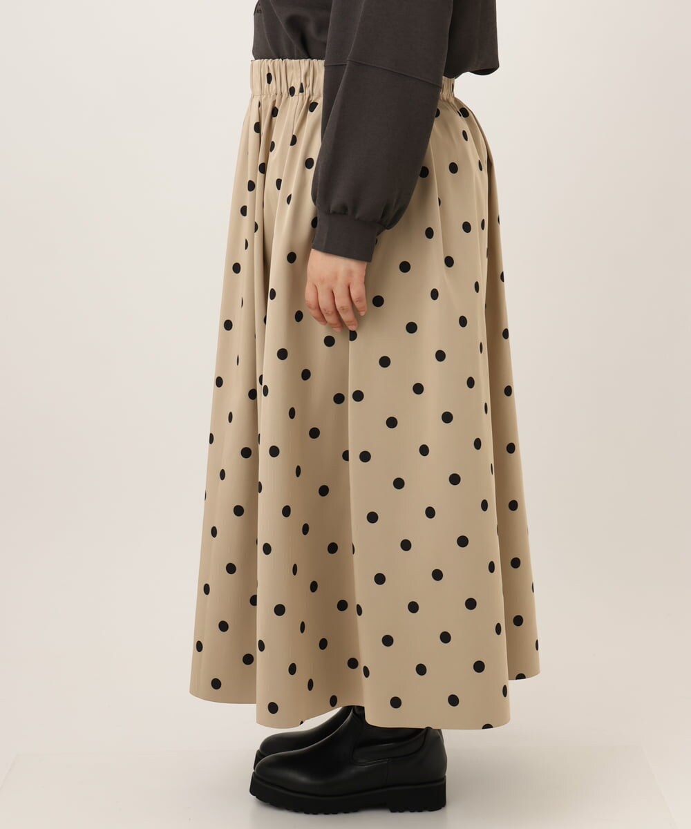 OLHKD09129 eur3(エウルキューブ) 【WEB先行販売】【大きいサイズ】ドットプリントリバーシブルスカート ベージュ
