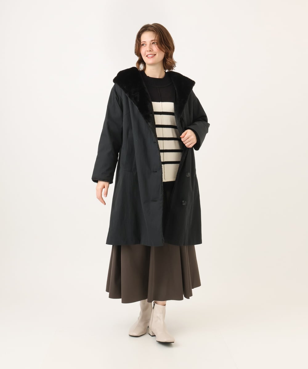 OLHKD09129 eur3(エウルキューブ) 【大きいサイズ】ドットプリントリバーシブルスカート ブラック