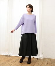 OLHKD09129 eur3(エウルキューブ) 【WEB先行販売】【大きいサイズ】ドットプリントリバーシブルスカート ブラック