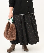 OLHKD09129 eur3(エウルキューブ) 【WEB先行販売】【大きいサイズ】ドットプリントリバーシブルスカート ブラック
