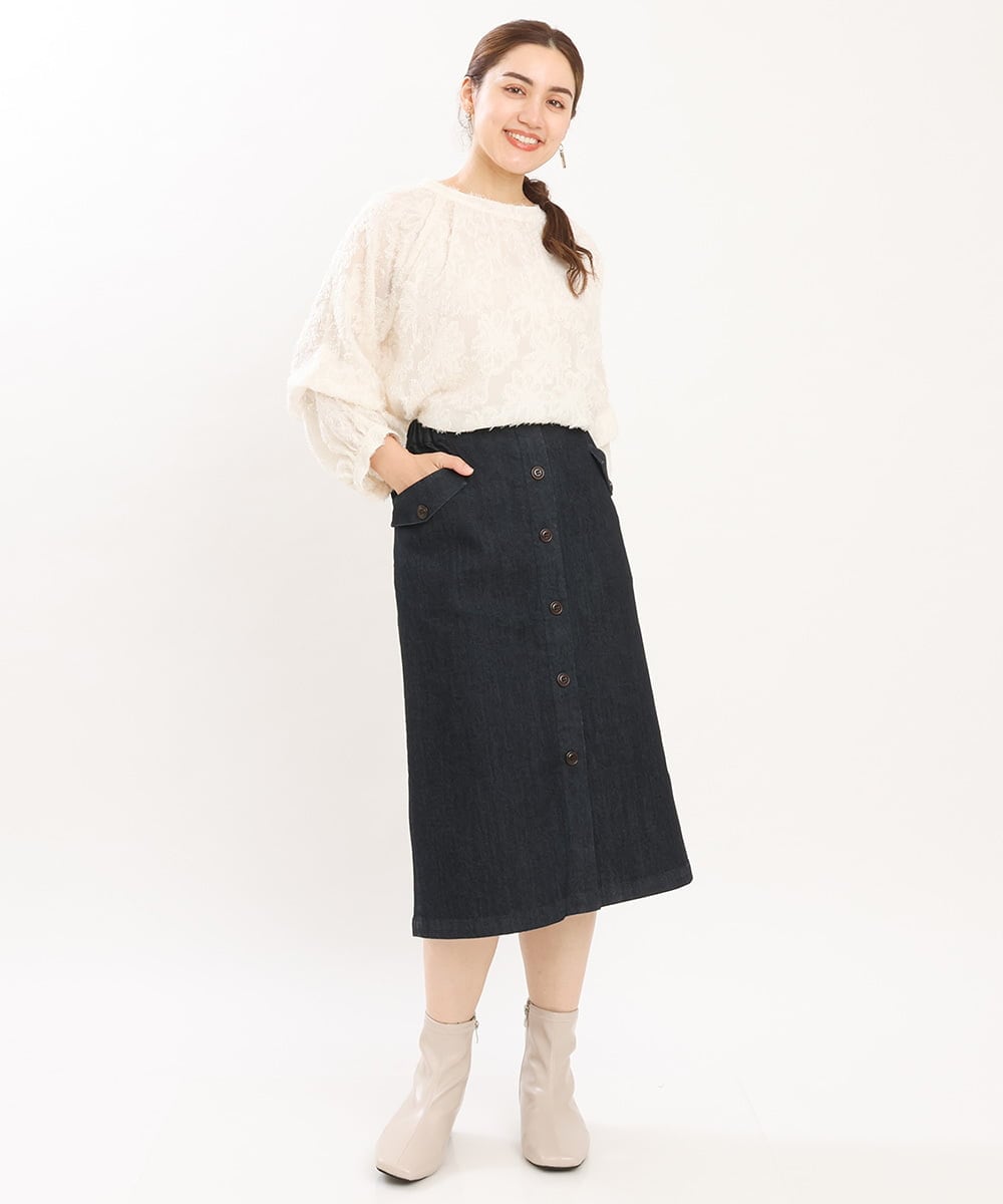 OLHKS05119 eur3(エウルキューブ) 【大きいサイズ】フロントボタンタイトスカート ネイビー(57)