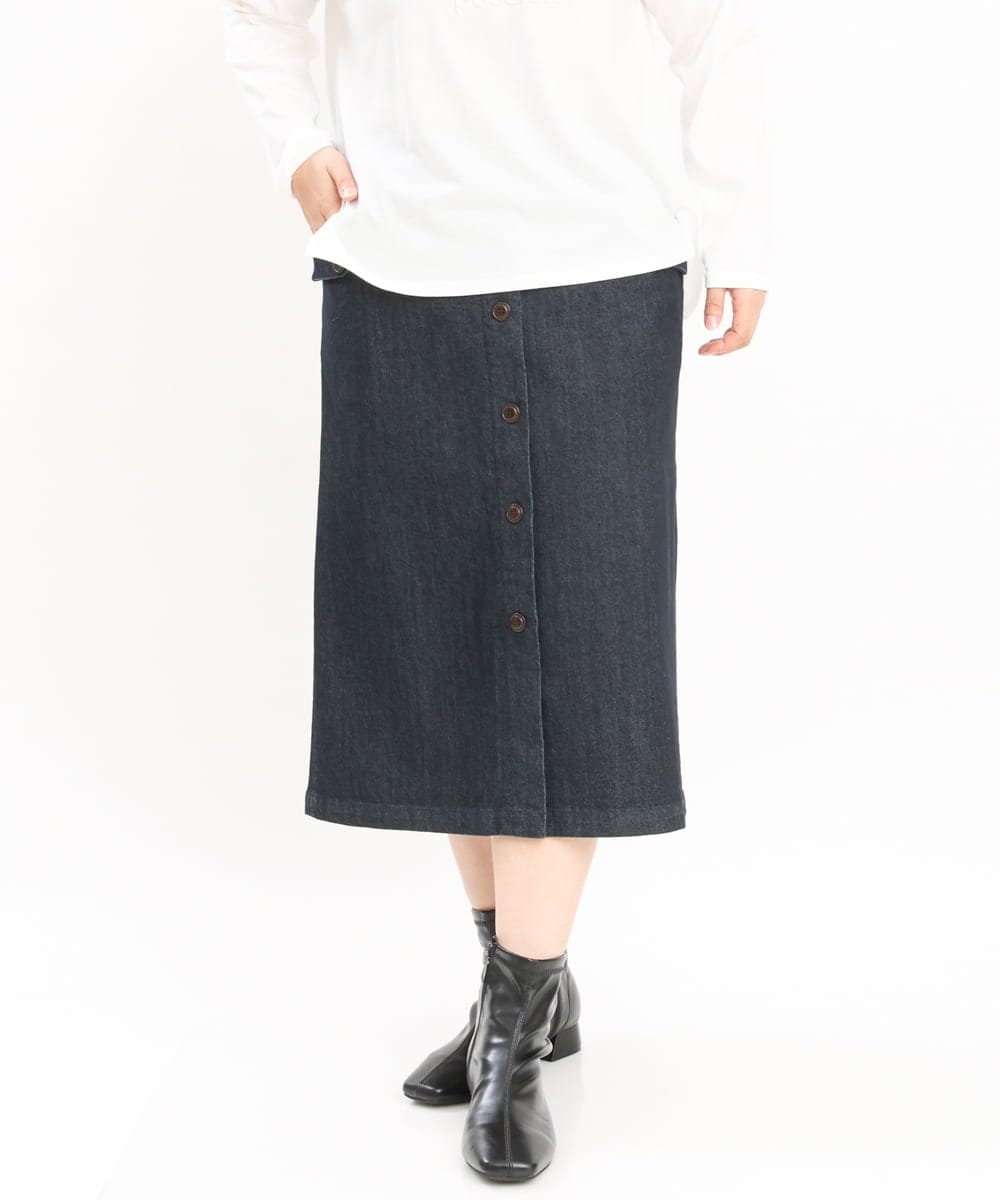 OLHKS05119 eur3(エウルキューブ) 【大きいサイズ】フロントボタンタイトスカート ネイビー(57)