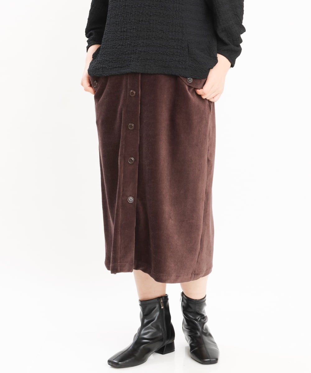 OLHKS05119 eur3(エウルキューブ) 【大きいサイズ】フロントボタンタイトスカート ブラウン(87)