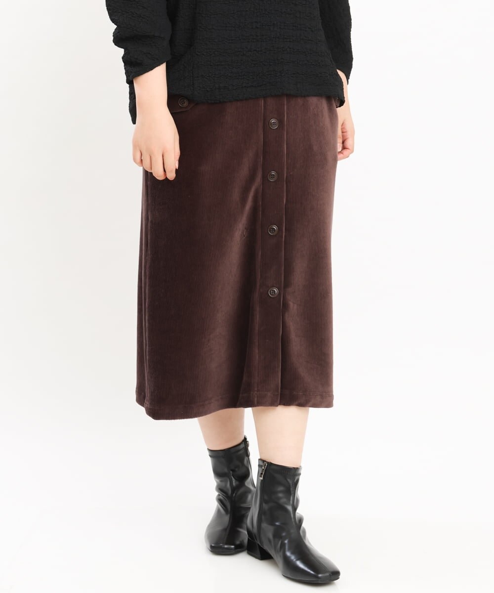 OLHKS05119 eur3(エウルキューブ) 【大きいサイズ】フロントボタンタイトスカート ブラウン(87)