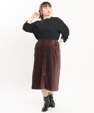 OLHKS05119 eur3(エウルキューブ) 【大きいサイズ】フロントボタンタイトスカート ブラウン(87)