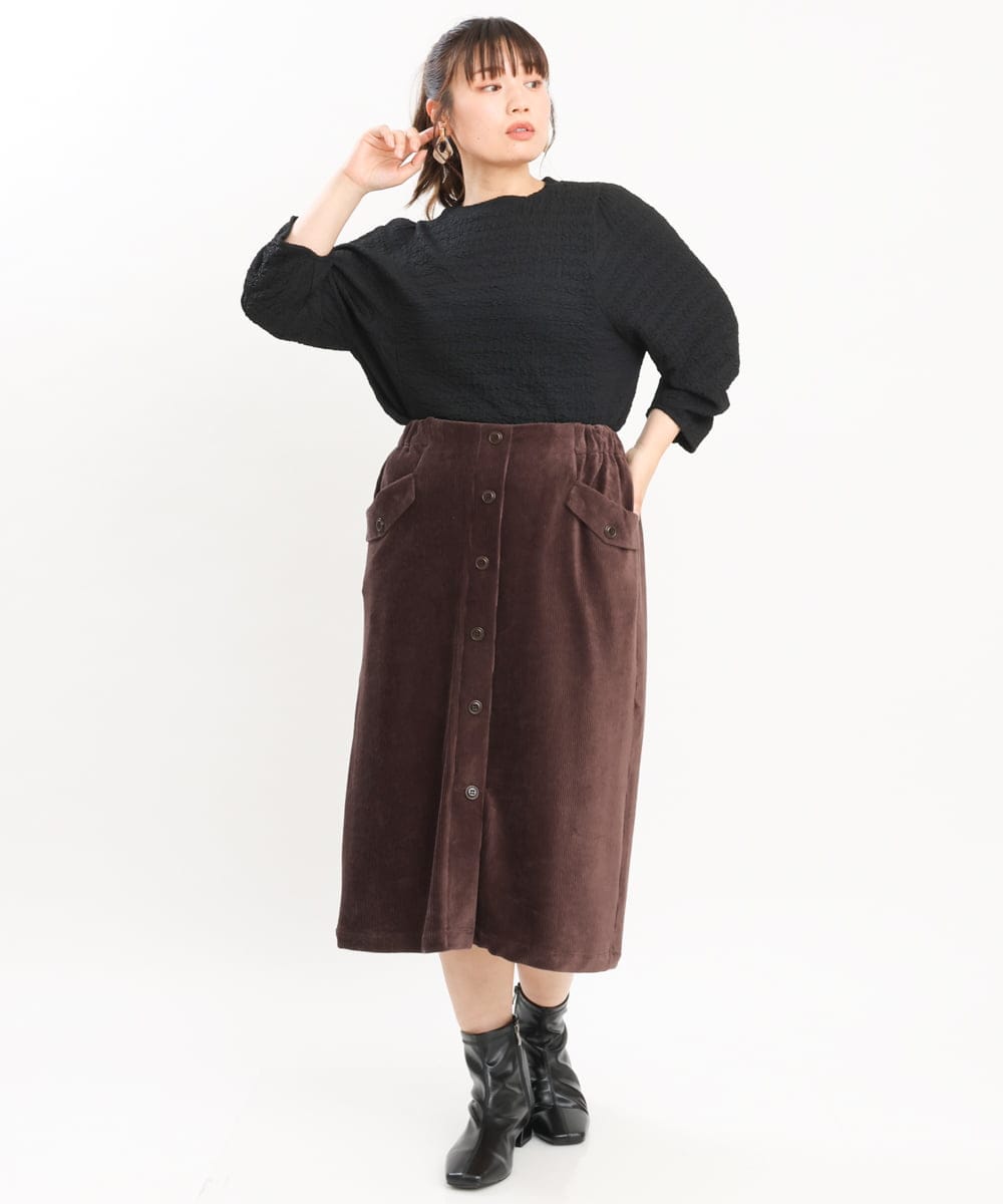 OLHKS05119 eur3(エウルキューブ) 【大きいサイズ】フロントボタンタイトスカート ブラウン(87)