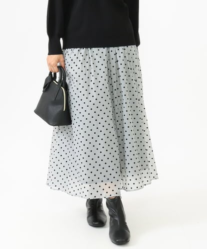 OLHKV13129 eur3 【大きいサイズ】フロッキードットシアースカート