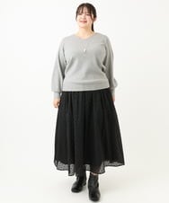 OLHKV13129 eur3(エウルキューブ) 【大きいサイズ】フロッキードットシアースカート ブラック(94)