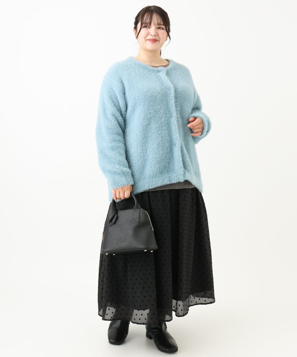 OLHKV13129 eur3(エウルキューブ) 【大きいサイズ】フロッキードットシアースカート ブラック(94)
