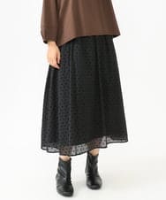 OLHKV13129 eur3(エウルキューブ) 【大きいサイズ】フロッキードットシアースカート ブラック(94)