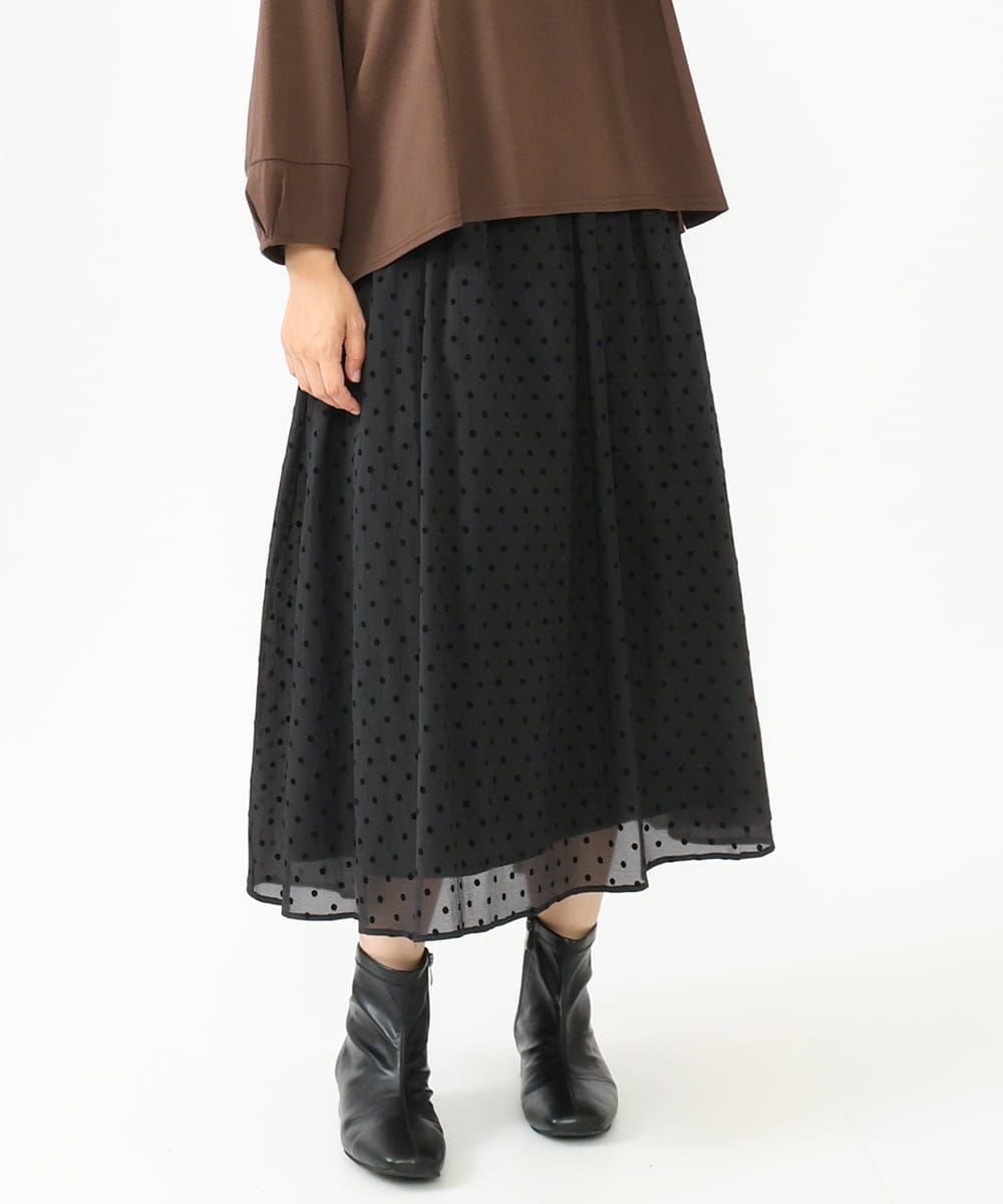 OLHKV13129 eur3(エウルキューブ) 【大きいサイズ】フロッキードットシアースカート ブラック(94)