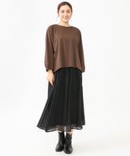 OLHKV13129 eur3(エウルキューブ) 【大きいサイズ】フロッキードットシアースカート ブラック(94)