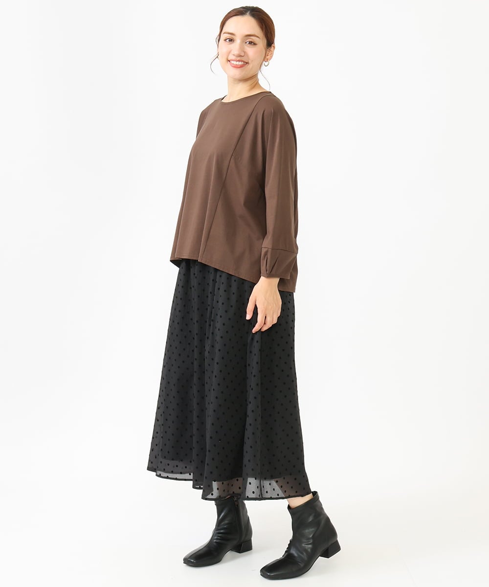OLHKV13129 eur3(エウルキューブ) 【大きいサイズ】フロッキードットシアースカート ブラック(94)