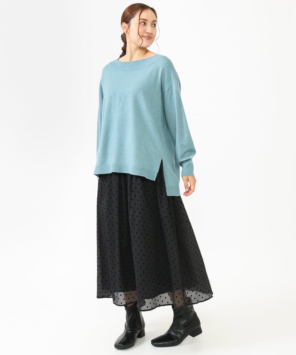 OLHKV13129 eur3(エウルキューブ) 【大きいサイズ】フロッキードットシアースカート ブラック(94)