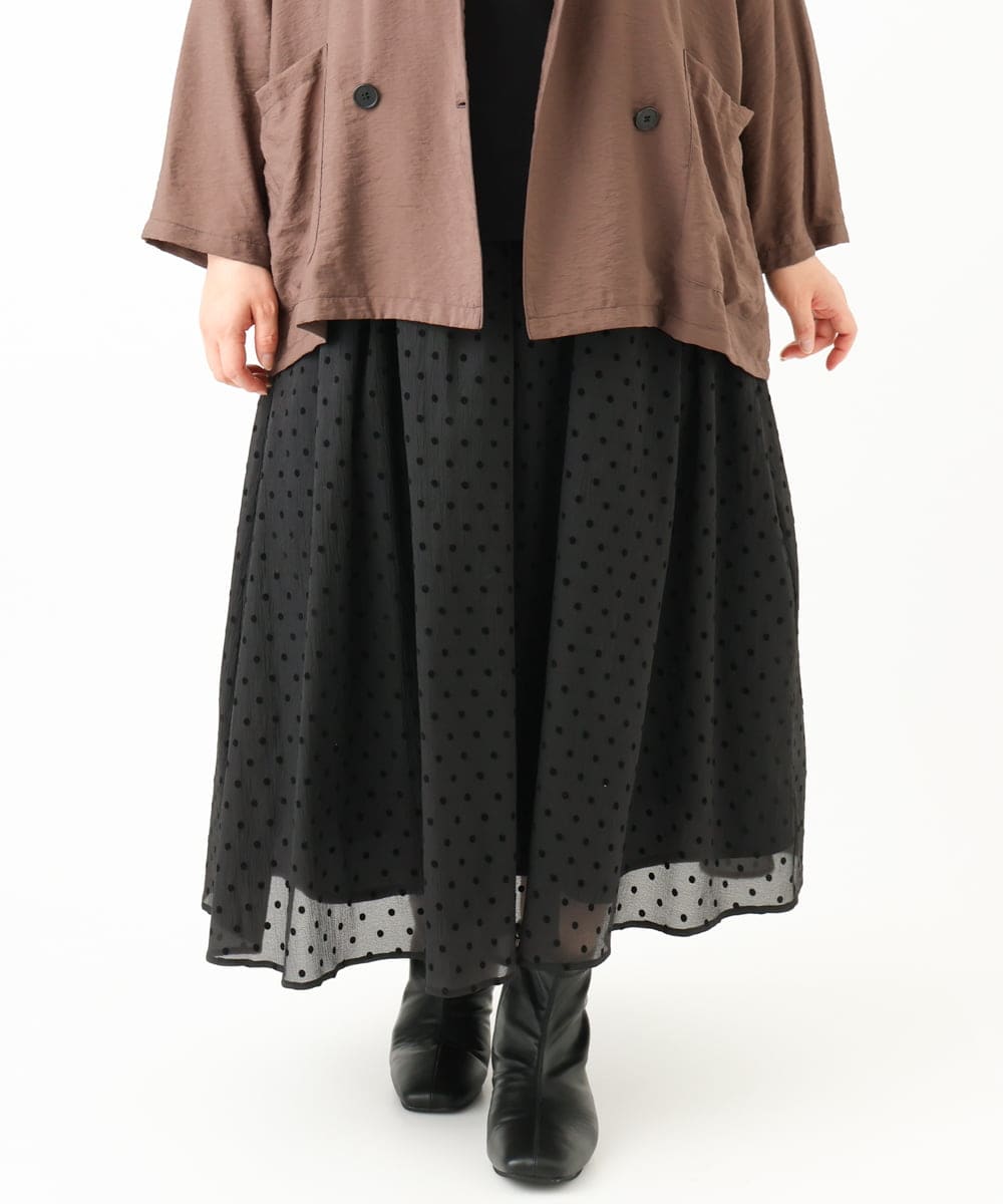 OLHKV13129 eur3(エウルキューブ) 【大きいサイズ】フロッキードットシアースカート ブラック(94)