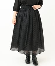 OLHKV13129 eur3(エウルキューブ) 【大きいサイズ】フロッキードットシアースカート ブラック(94)