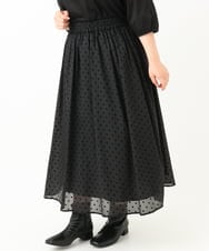 OLHKV13129 eur3(エウルキューブ) 【大きいサイズ】フロッキードットシアースカート ブラック(94)