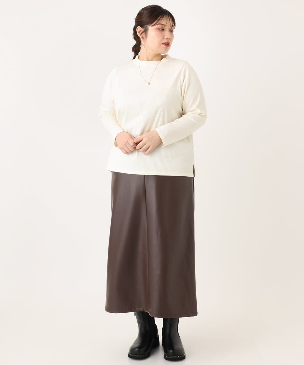 OLHLA05119 eur3(エウルキューブ) 【WEB先行販売】【大きいサイズ】フェイクレザースカート ダークブラウン(87)