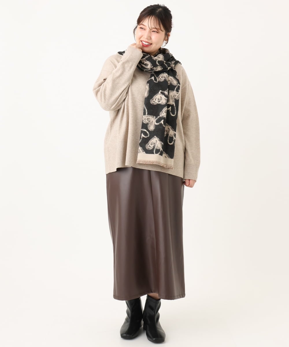 OLHLA05119 eur3(エウルキューブ) 【WEB先行販売】【大きいサイズ】フェイクレザースカート ダークブラウン(87)